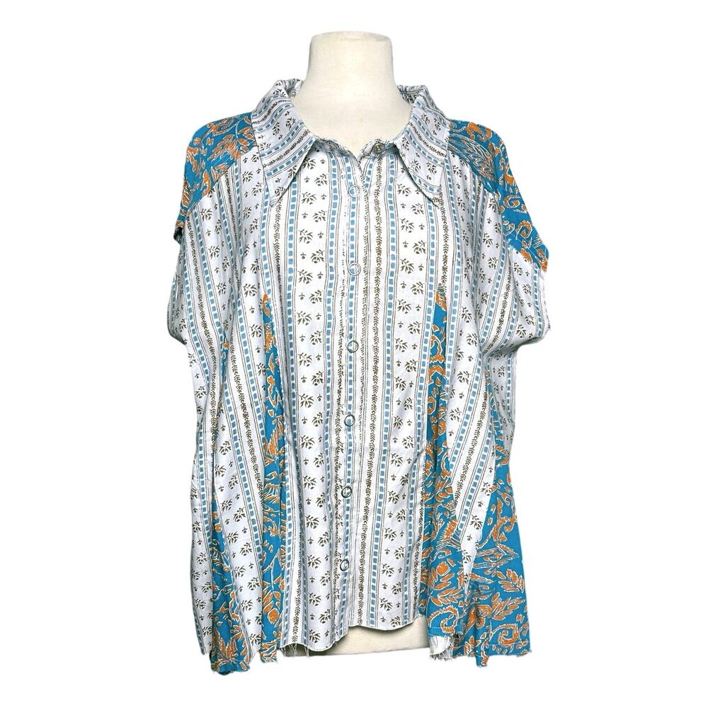 NWOT OLI & HALI Women’s Boho Western Printed Snap Front Swing Tunic - Picture 4 of 9